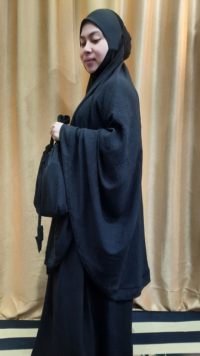 Mini Telekung Risa - Soft Cotton Lace with hidden pocket