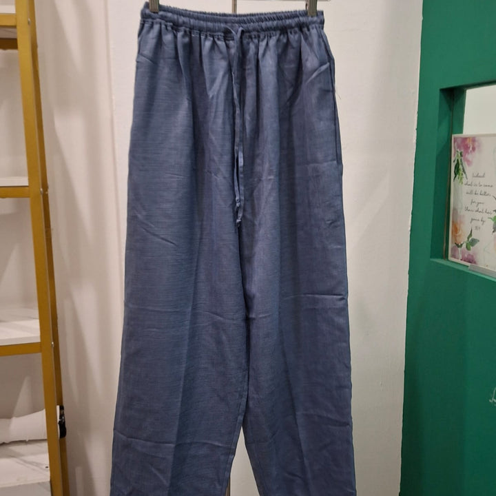 Drawstring Denim Linen Pants