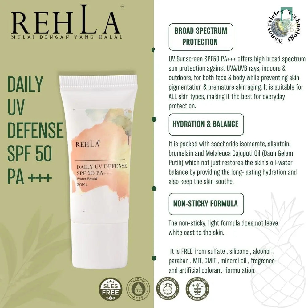 Rehla Skincare - Daily UV Defense SPF 50 PA+++ (40ml) Hanan Amadahajj_umrah