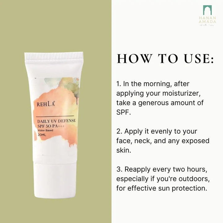 Rehla Skincare - Daily UV Defense SPF 50 PA+++ (40ml) Hanan Amadahajj_umrah