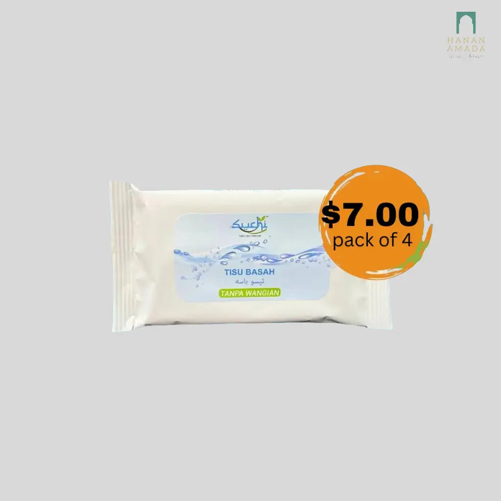 Suchi Wet Tissue - Ihram Friendly (pack of 4) Hanan Amadahajj_umrah