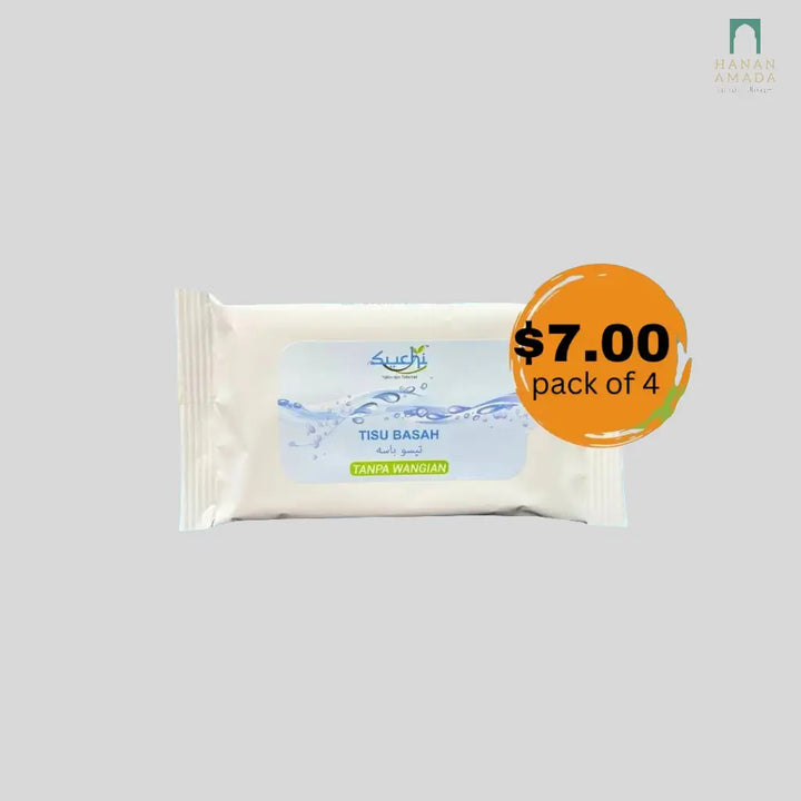 Suchi Wet Tissue - Ihram Friendly (pack of 4) Hanan Amadahajj_umrah