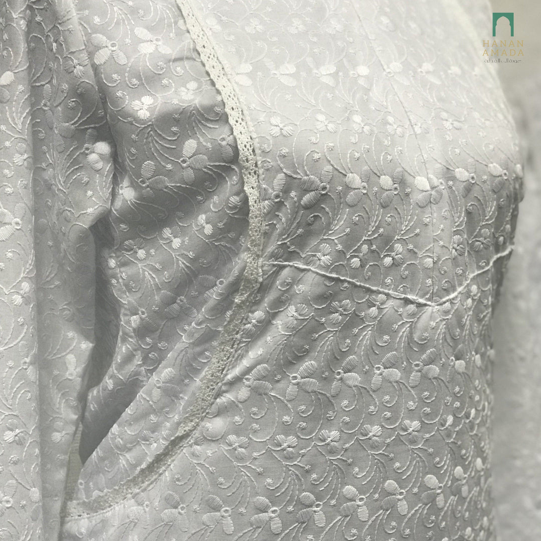 Duo Pocket Cotton Embroidery - White Hanan Amada