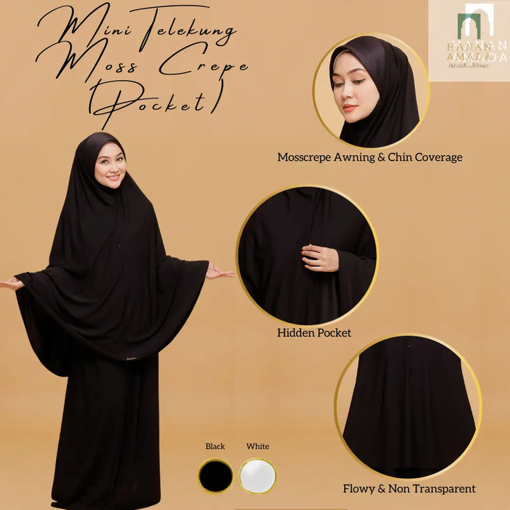 Mini Telekung Pocket (Mosscrepe) Hanan Amada