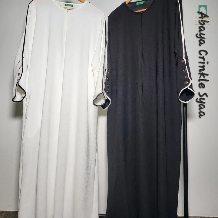 Abaya Crinkle Syaa (Gold Button) Hanan Amadahajj_umrah