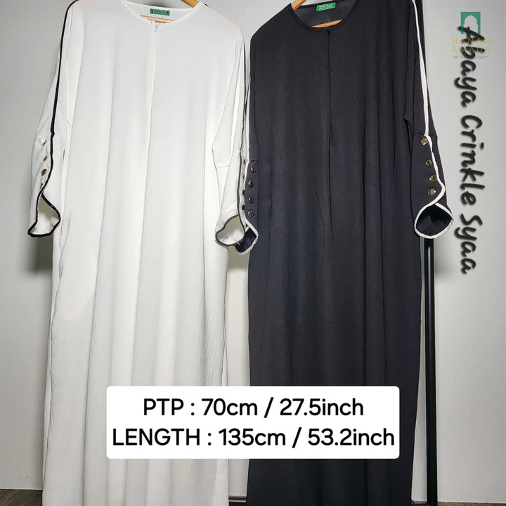 Abaya Crinkle Syaa (Gold Button) Hanan Amadahajj_umrah