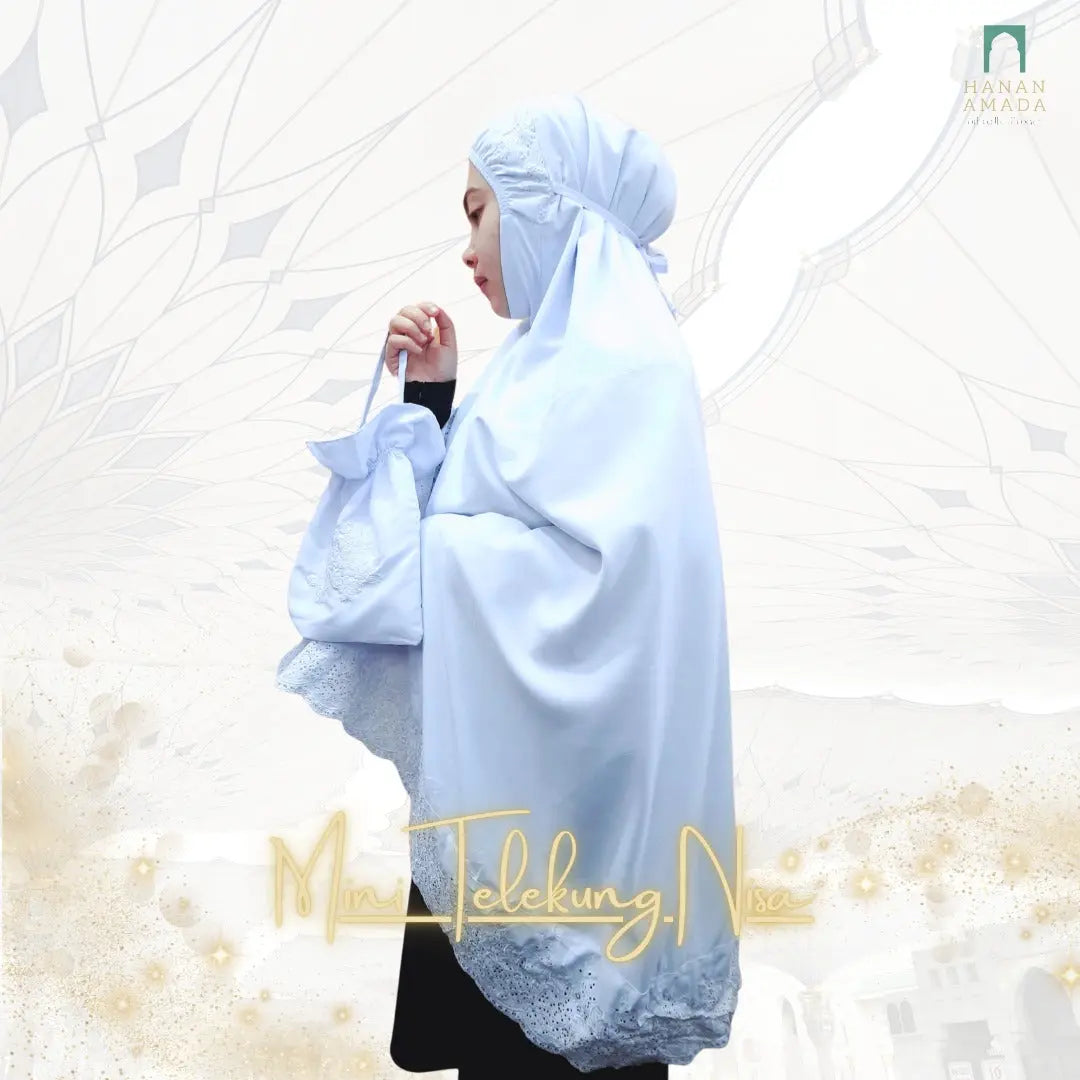 Mini Telekung Nisa - Soft Cotton Lace with hidden pocket Hanan Amadahajj_umrah