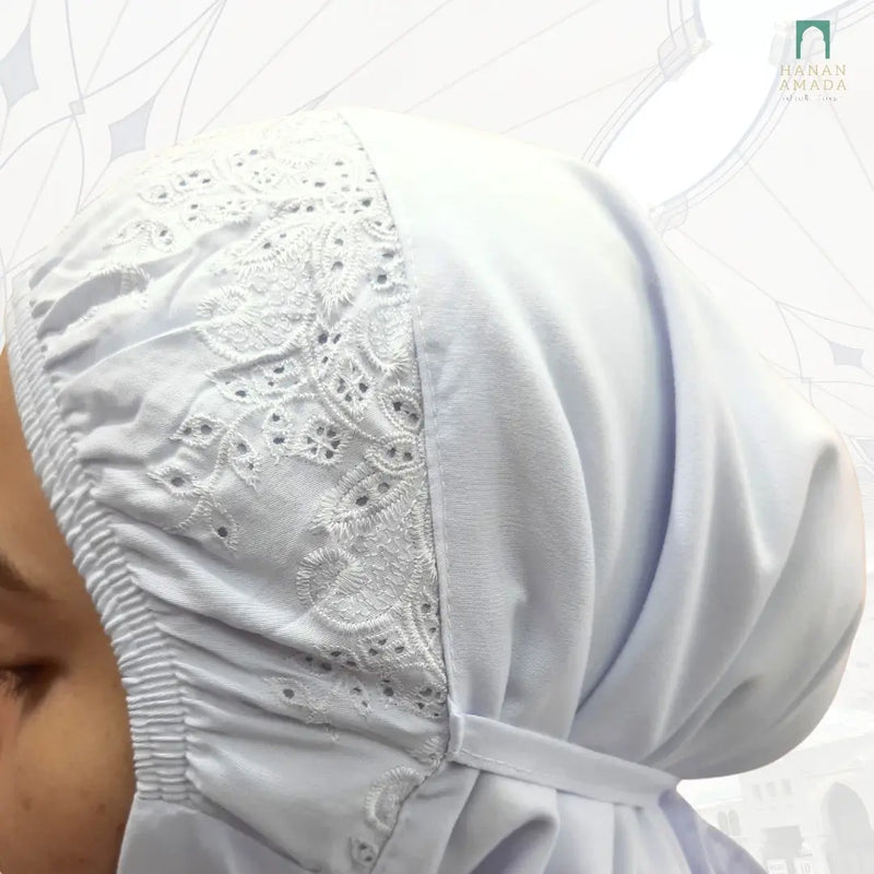 Mini Telekung Nisa - Soft Cotton Lace with hidden pocket Hanan Amadahajj_umrah