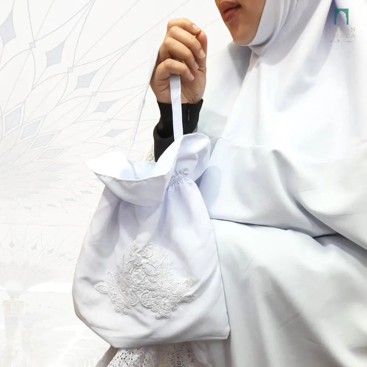 Mini Telekung Nisa - Soft Cotton Lace with hidden pocket Hanan Amadahajj_umrah