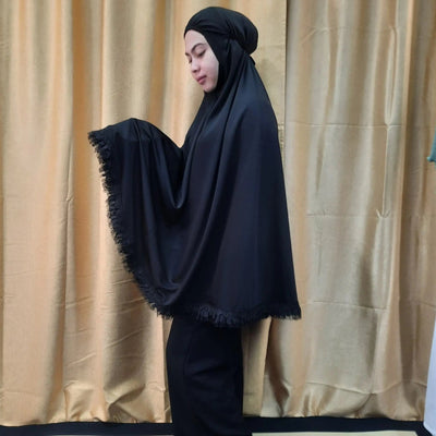 Mini Telekung Soft Black Lace Hanan Amadahajj_umrah