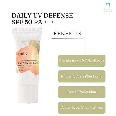 Rehla Skincare - Daily UV Defense SPF 50 PA+++ (40ml) Hanan Amadahajj_umrah