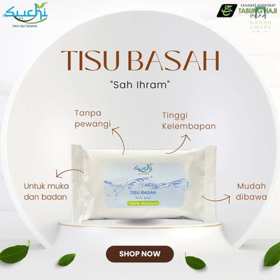 Suchi Wet Tissue - Ihram Friendly (pack of 4) Hanan Amadahajj_umrah