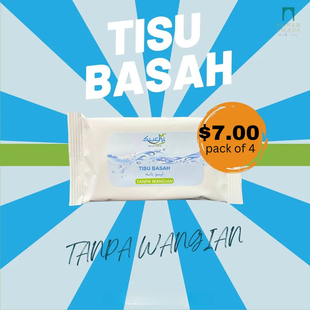 Suchi Wet Tissue - Ihram Friendly (pack of 4) Hanan Amadahajj_umrah