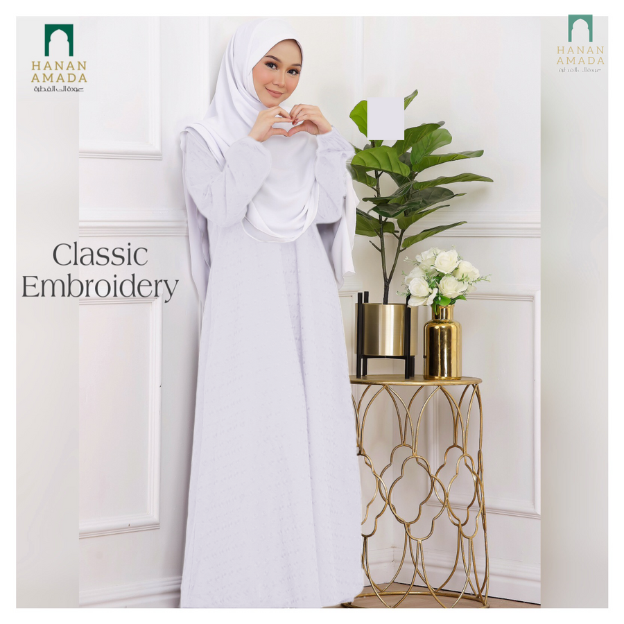 Classic Cotton Embroidery -  White Hanan Amada