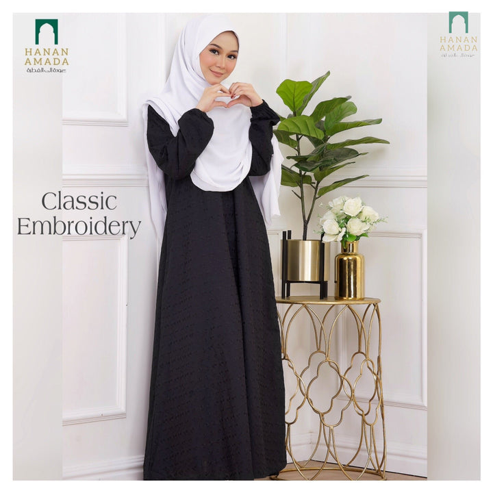 Classic Cotton Embroidery - Black Hanan Amada