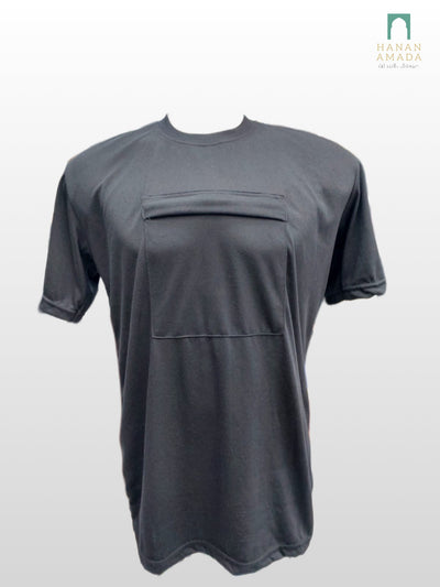 Zipped Pocket T- Shirt (Male) - Black Hanan Amada